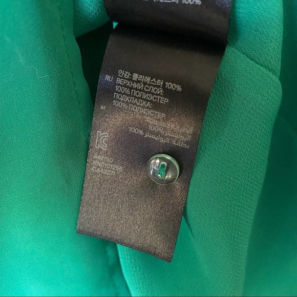 H&M Green Gathered Bodice One Shoulder Ruched Mini Dress Size 4 - Picture 4 of 6